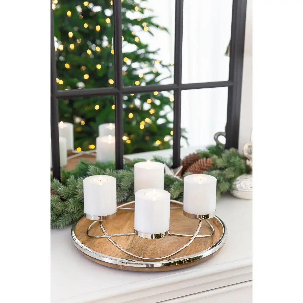 Luxus Adventskranz Chrom Alva Ø 33 cm - HomeDesign Knaus