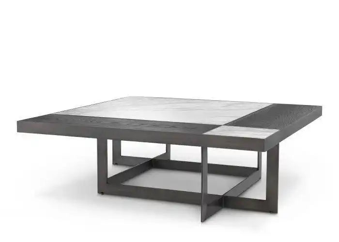 Luxus Hermoza Couchtisch Marmor Mokkakrone Eichenfurnier Bronze-Finish - HomeDesign Knaus