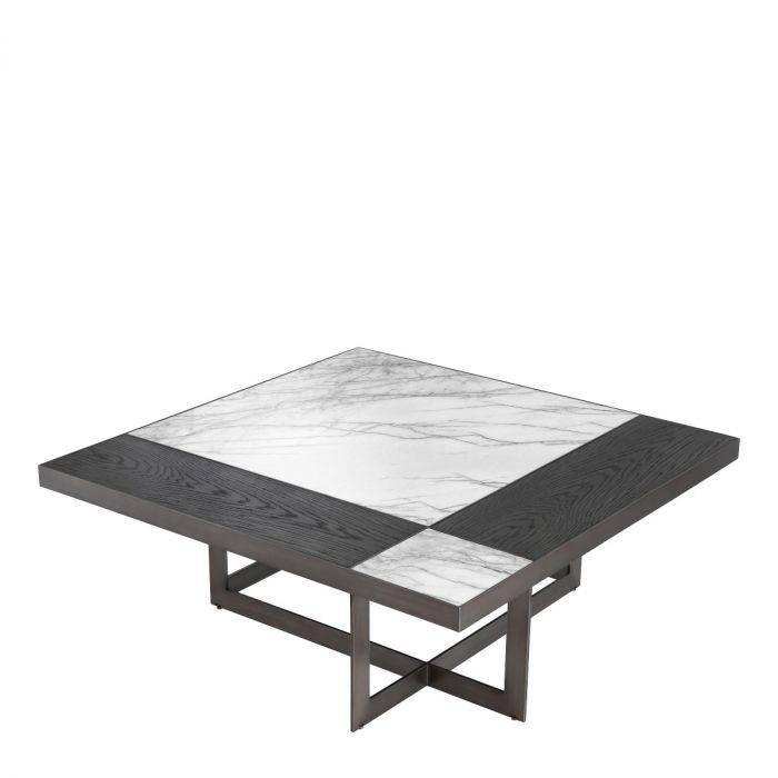 Luxus Hermoza Couchtisch Marmor Mokkakrone Eichenfurnier Bronze-Finish - HomeDesign Knaus