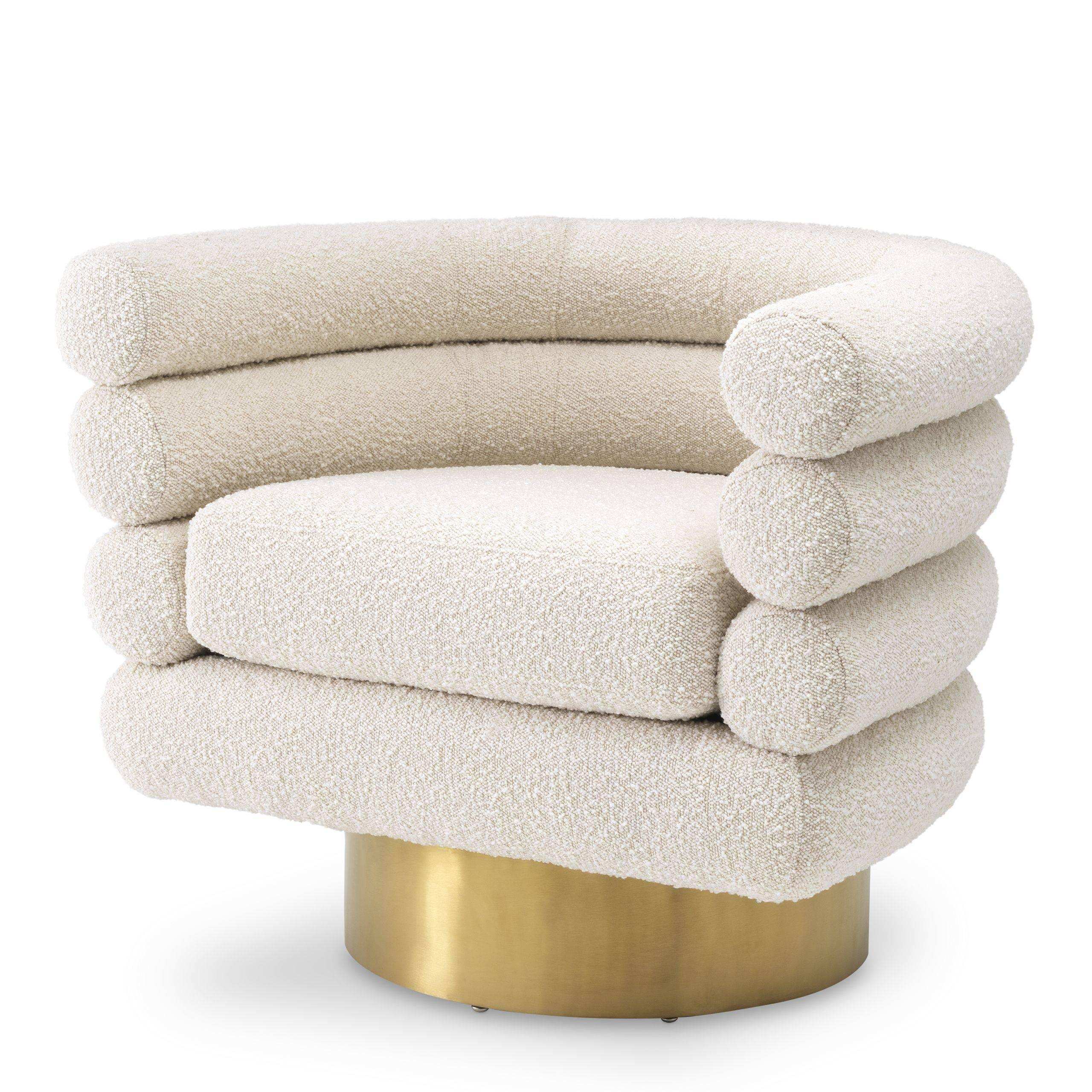 Maguire Sessel Loungesessel Drehfuß mit gebürstetem Messingfinish Polyester - HomeDesign Knaus