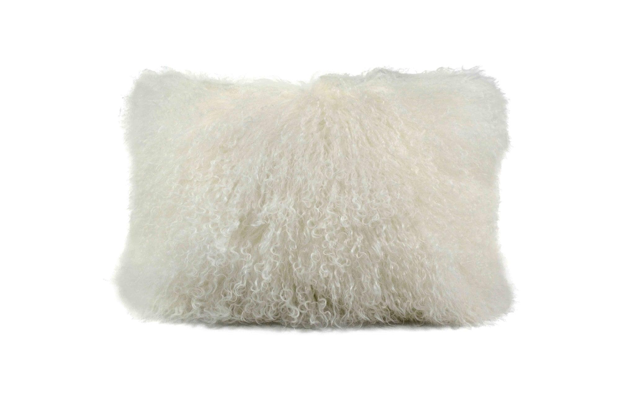 MarsMore Echtfell Kissen Schaf lockiges Haar weiß 35x50cm