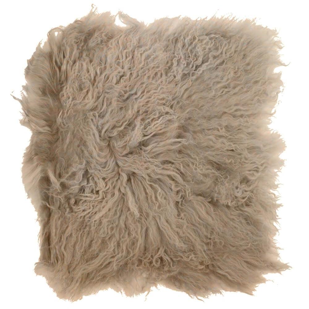 MarsMore Echtes Fell Sitzkissen Schaf lockiges Haar beige 40x40cm