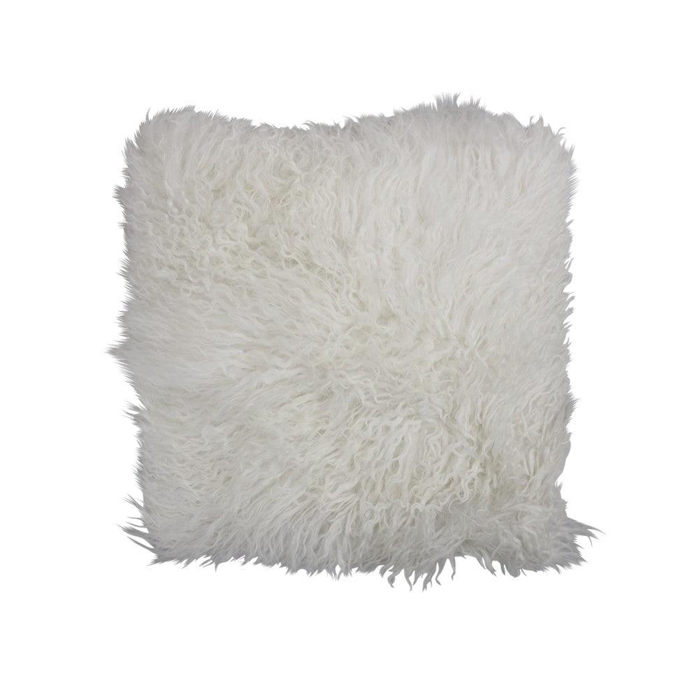 MarsMore Echtfell Kissen Schaf lockiges Haar weiß 40x40cm