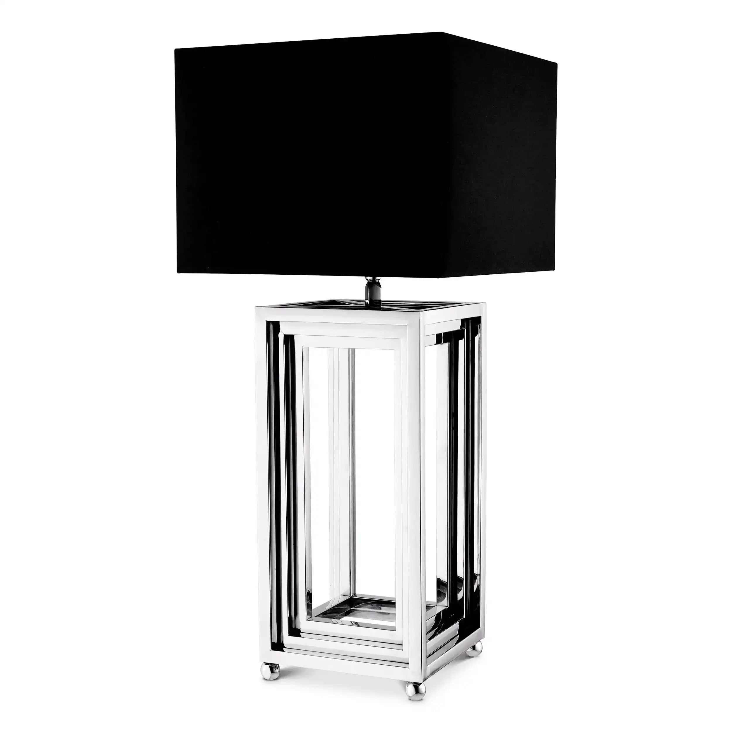 Menaggio Tischleuchte Messing-Finish schwarzem Schirm Handarbeit - HomeDesign Knaus