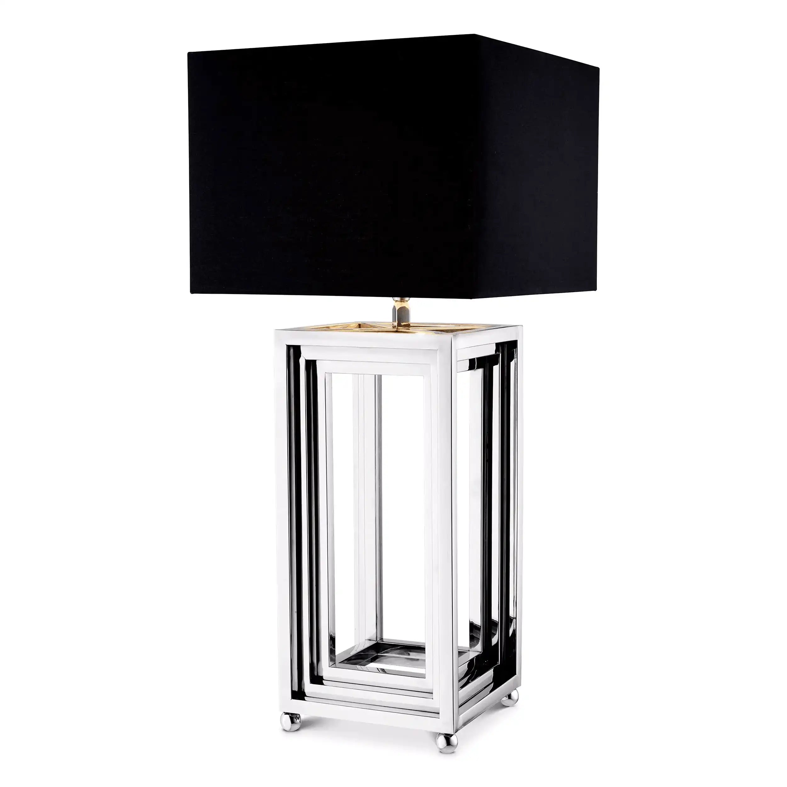 Menaggio Tischleuchte Messing-Finish schwarzem Schirm Handarbeit - HomeDesign Knaus