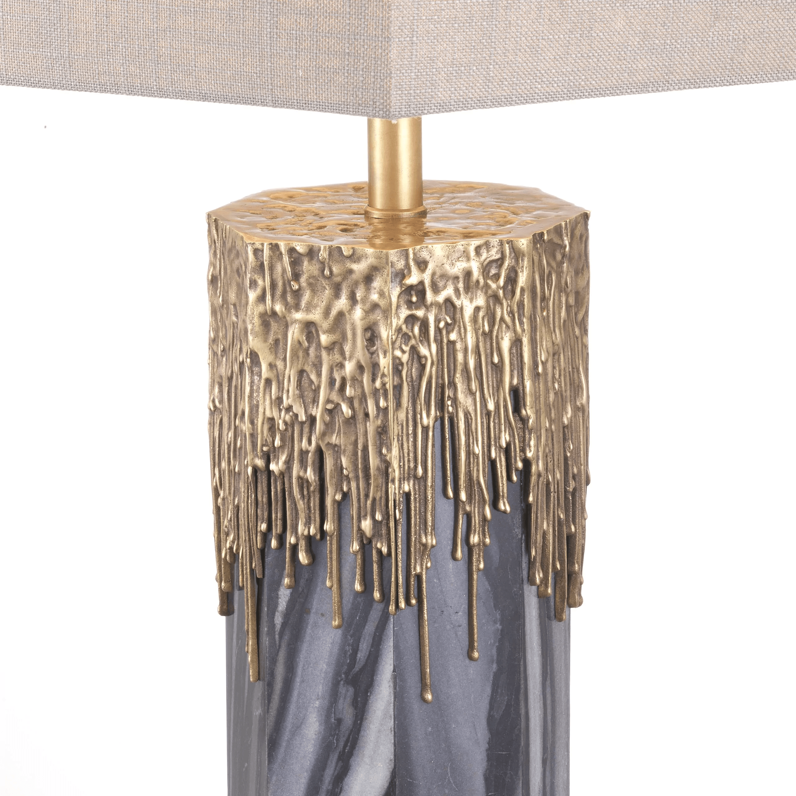 Eichholtz MILLER Glamourösen Tischlampe Grauer Marmor | Vintage-Messing Schirm aus Leinenmischung Handarbeit - HomeDesign Knaus