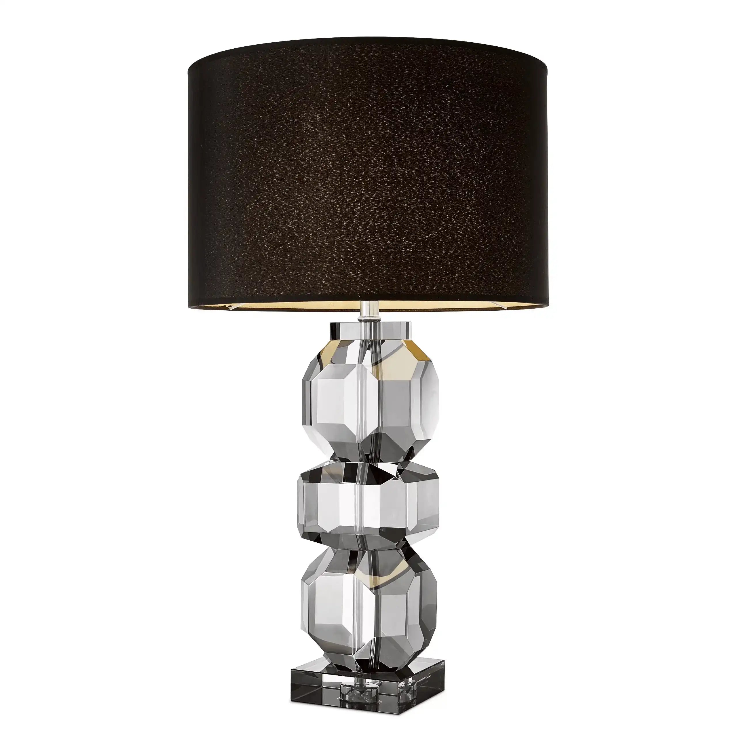 Morninggton Rauchkristallglas Tischleuchte schwarzem Schirm - HomeDesign Knaus