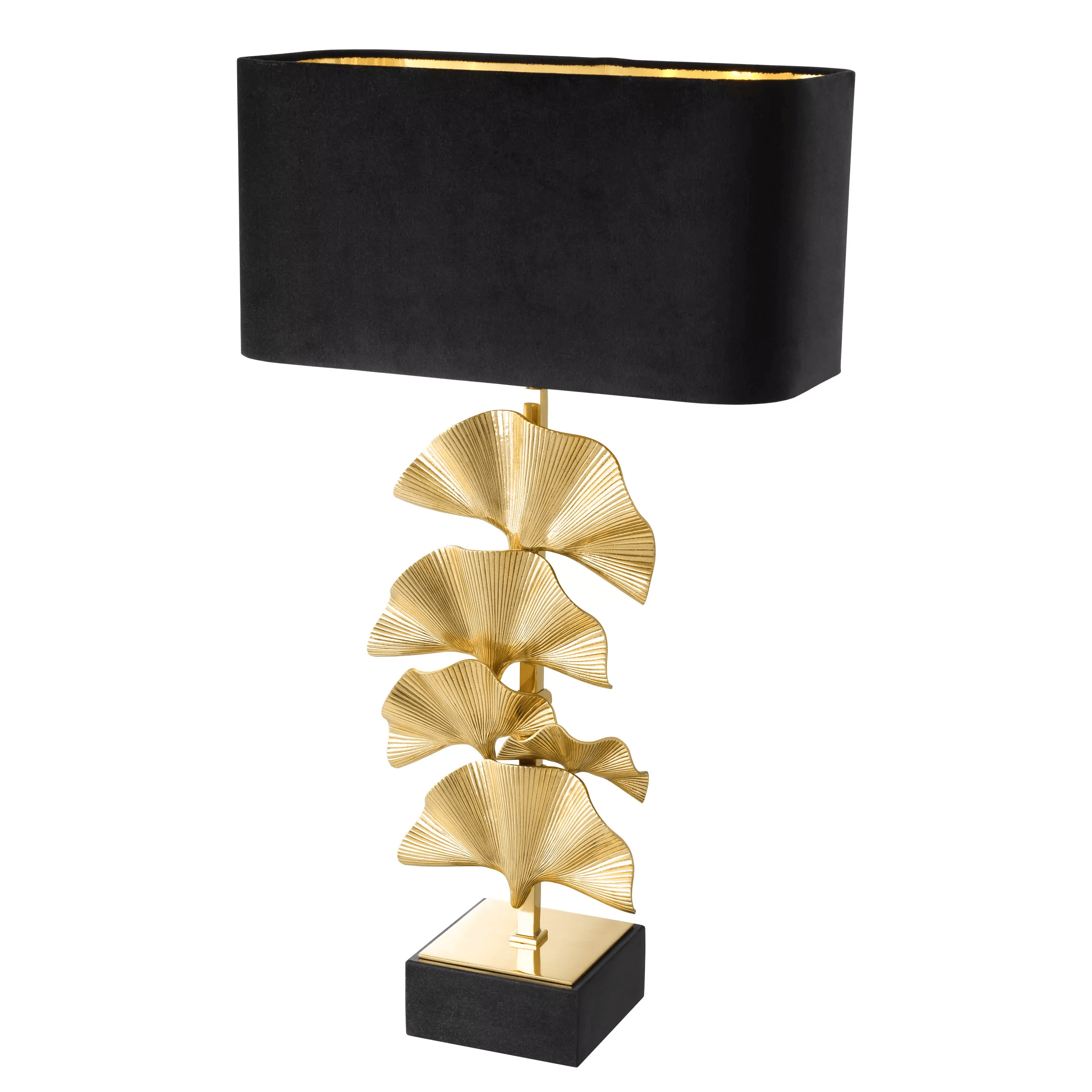 Eichholtz OLIVIER Glamourösen Tischlampe Messing poliert Granitsockel Inklusive schwarzem Samtschirm Handarbeit - HomeDesign Knaus