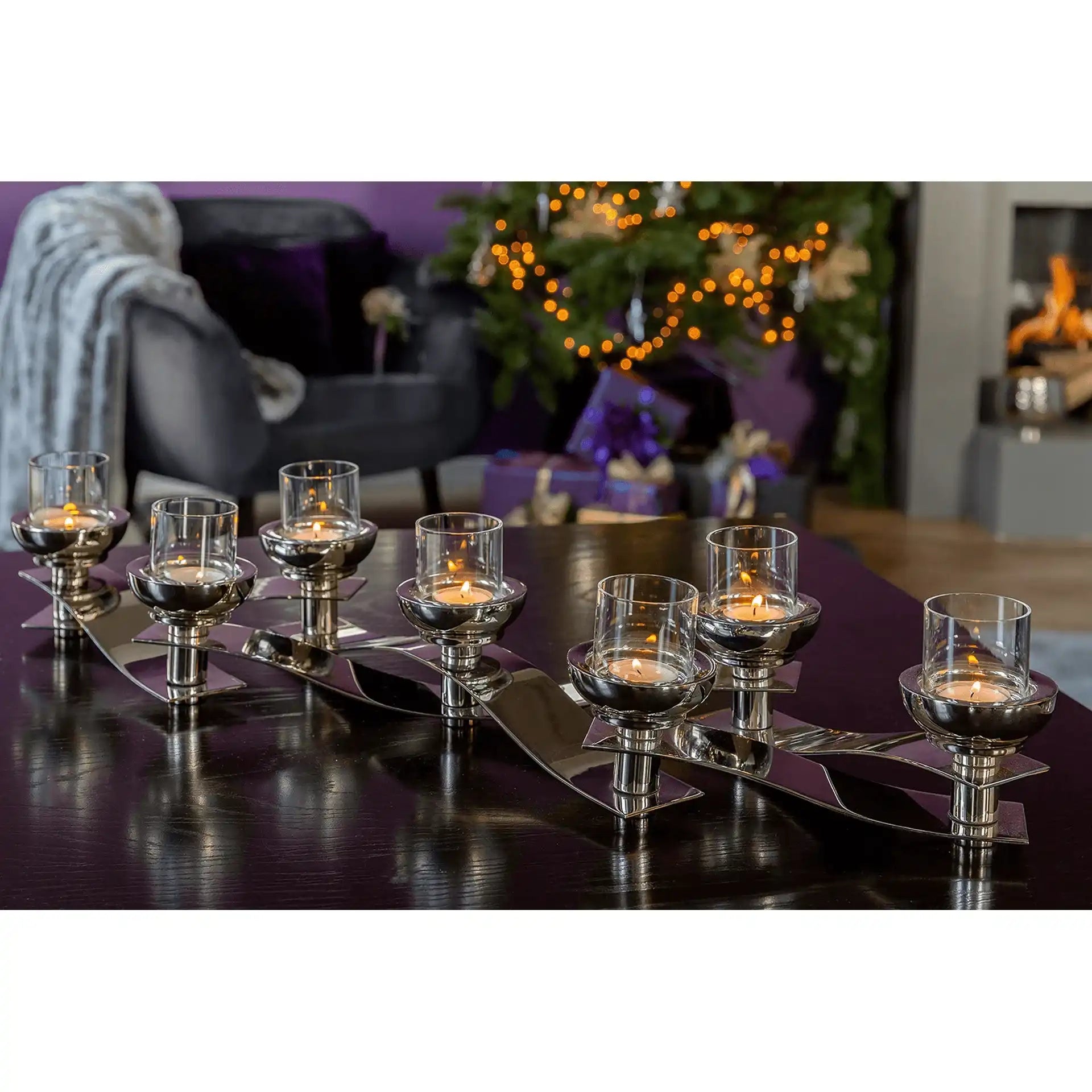 Pareo Adventskranz Unikat Handarbeit Chrom Unikat 360grad 7 flammig - HomeDesign Knaus