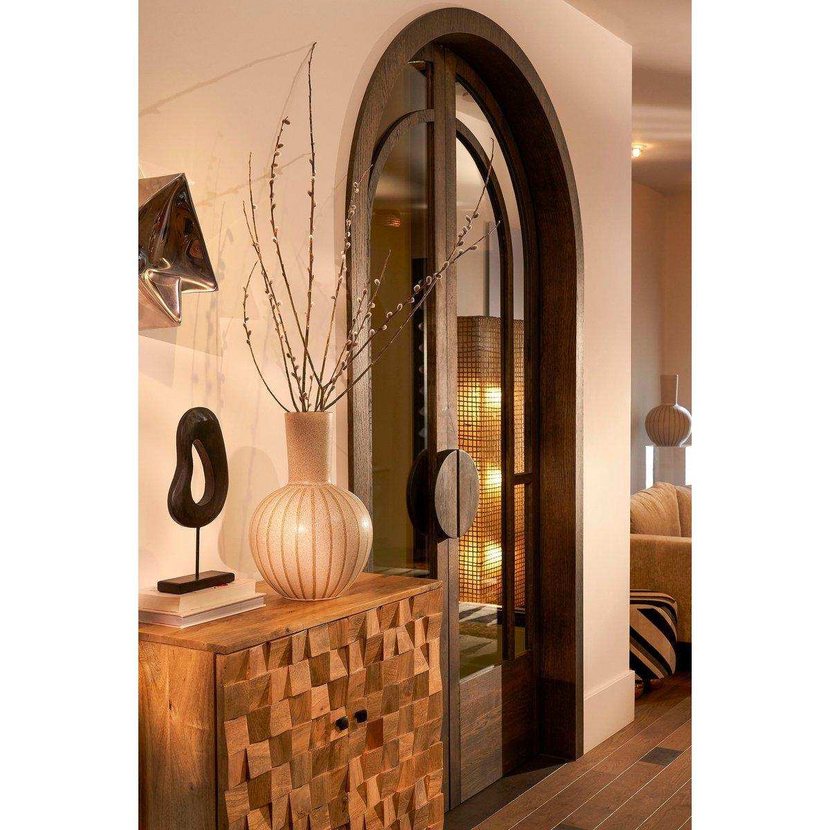 Pastina-Ornament auf Fuß – L6,5 x B16,5 x H37,5 cm – FSC 100 % Mangoholz – Schwarz - HomeDesign Knaus