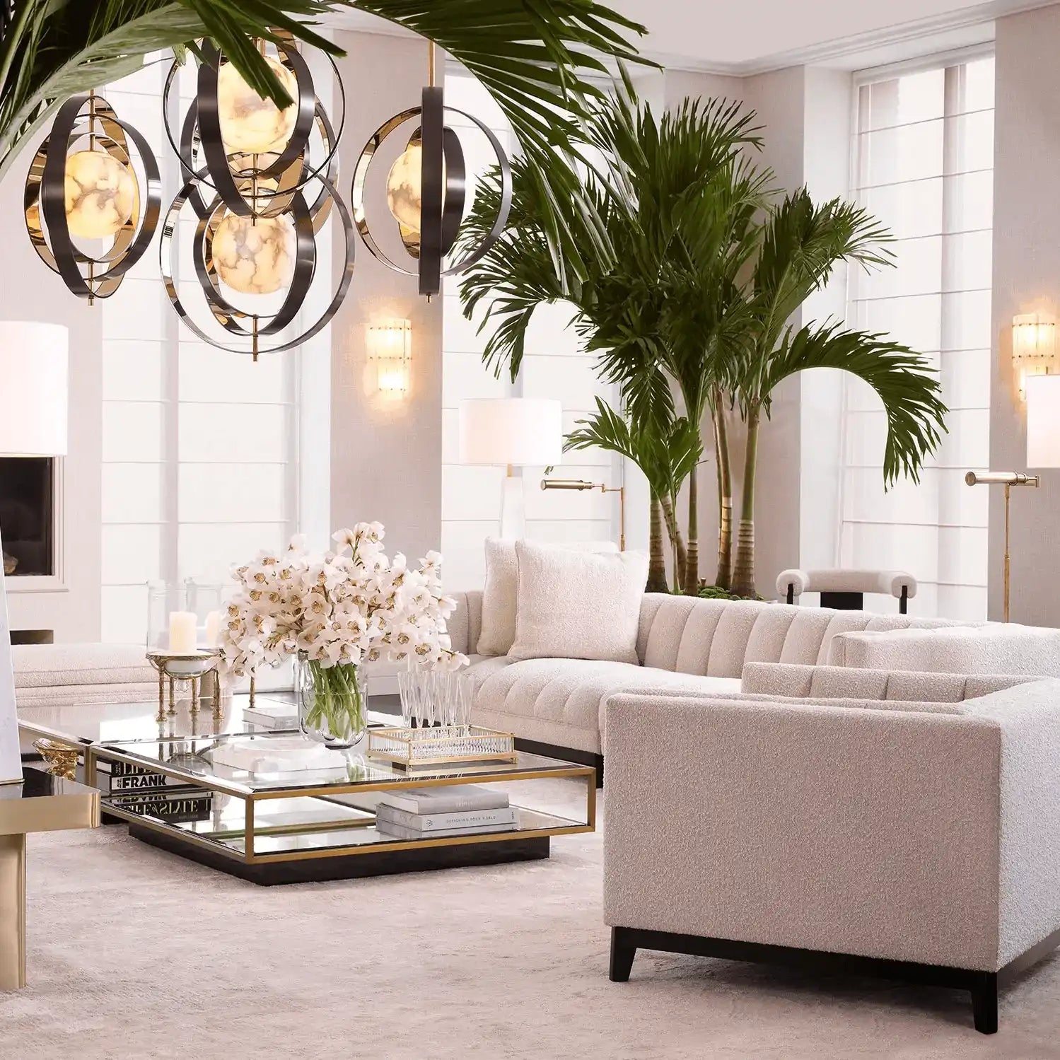 Pearl Hängeleuchte Bronze-Highlight-Finish Goldfinish Alabaster Material Unikat - HomeDesign Knaus