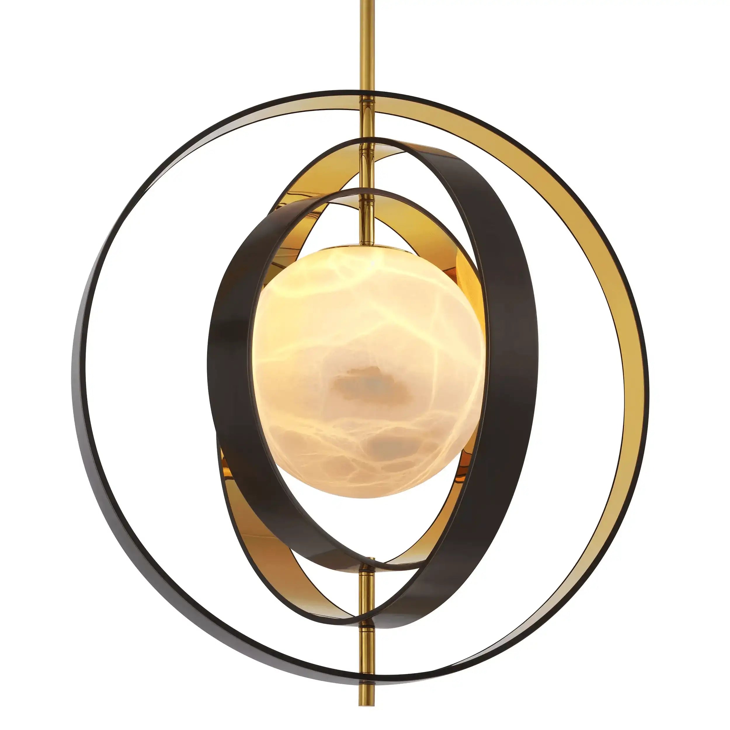 Pearl Hängeleuchte Bronze-Highlight-Finish Goldfinish Alabaster Material Unikat - HomeDesign Knaus