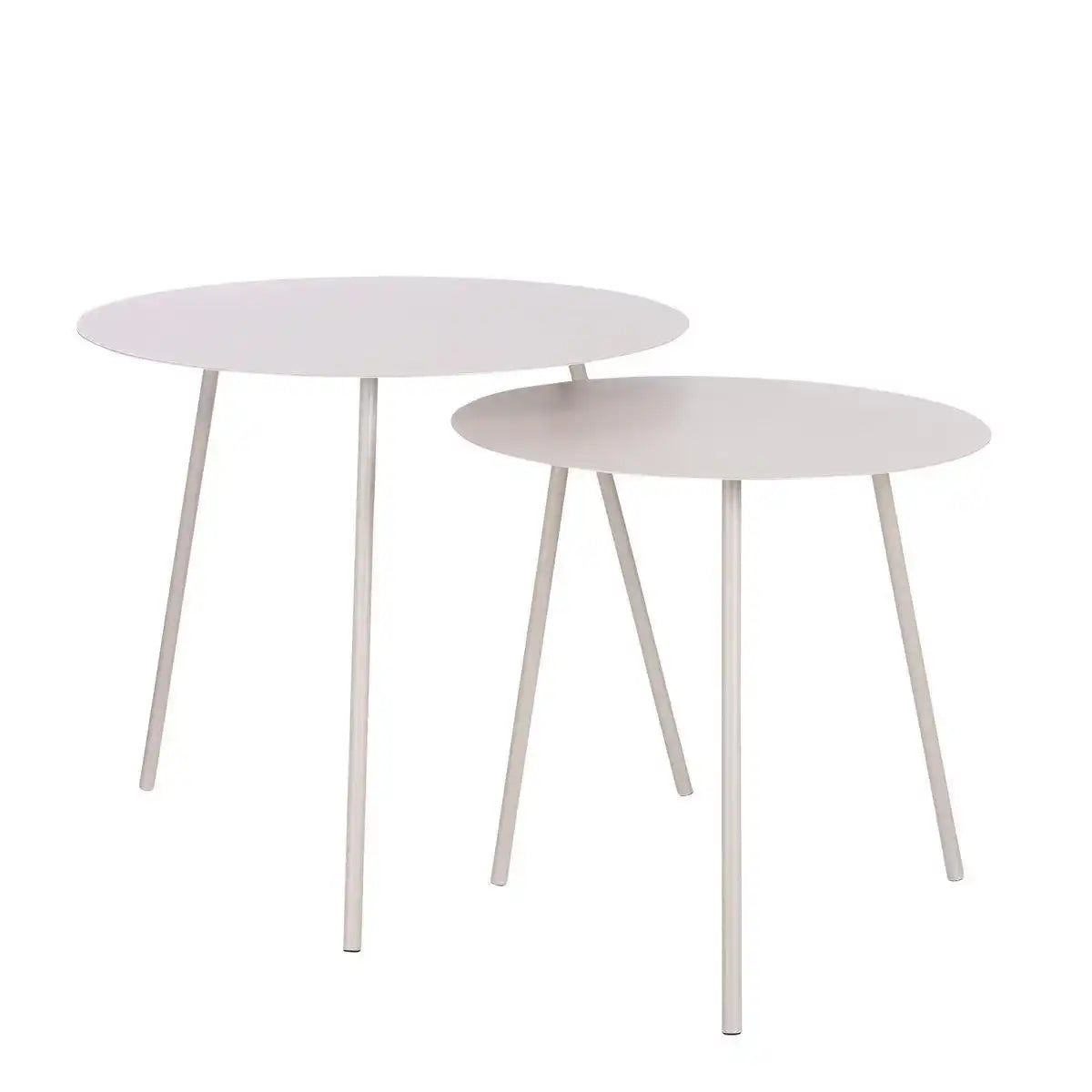 Pontus Beistelltisch – 2er-Set – H45 x Ø55 cm – Metall – Beige - HomeDesign Knaus
