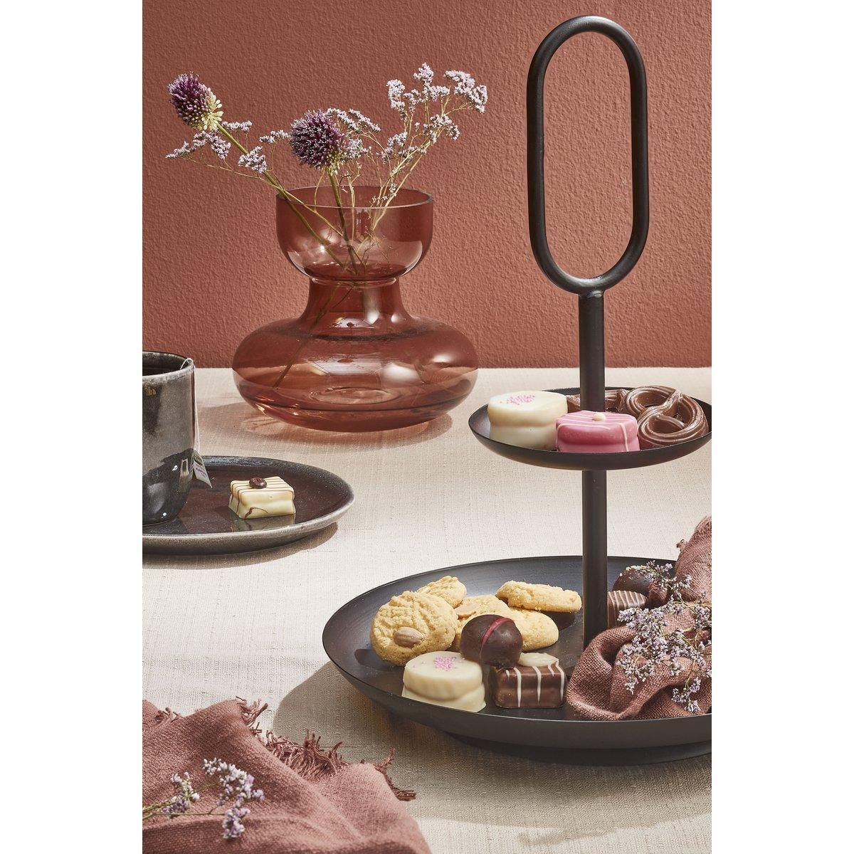 Rama Etagere 2-stöckig – H36 x Ø28 cm – Metall – Schwarz - HomeDesign Knaus