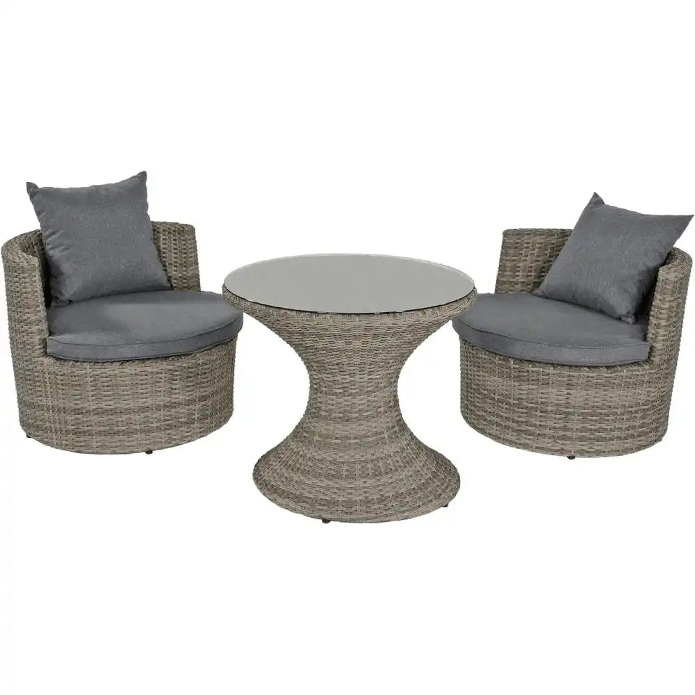 Rattan Kaffeeset Ancona Cloud Gartenmöbel Wetterfest grau Gartenlounge - HomeDesign Knaus