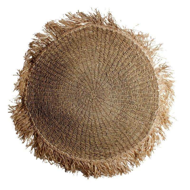 Runder Seegras Teppich mit Fransen 120cm - HomeDesign Knaus