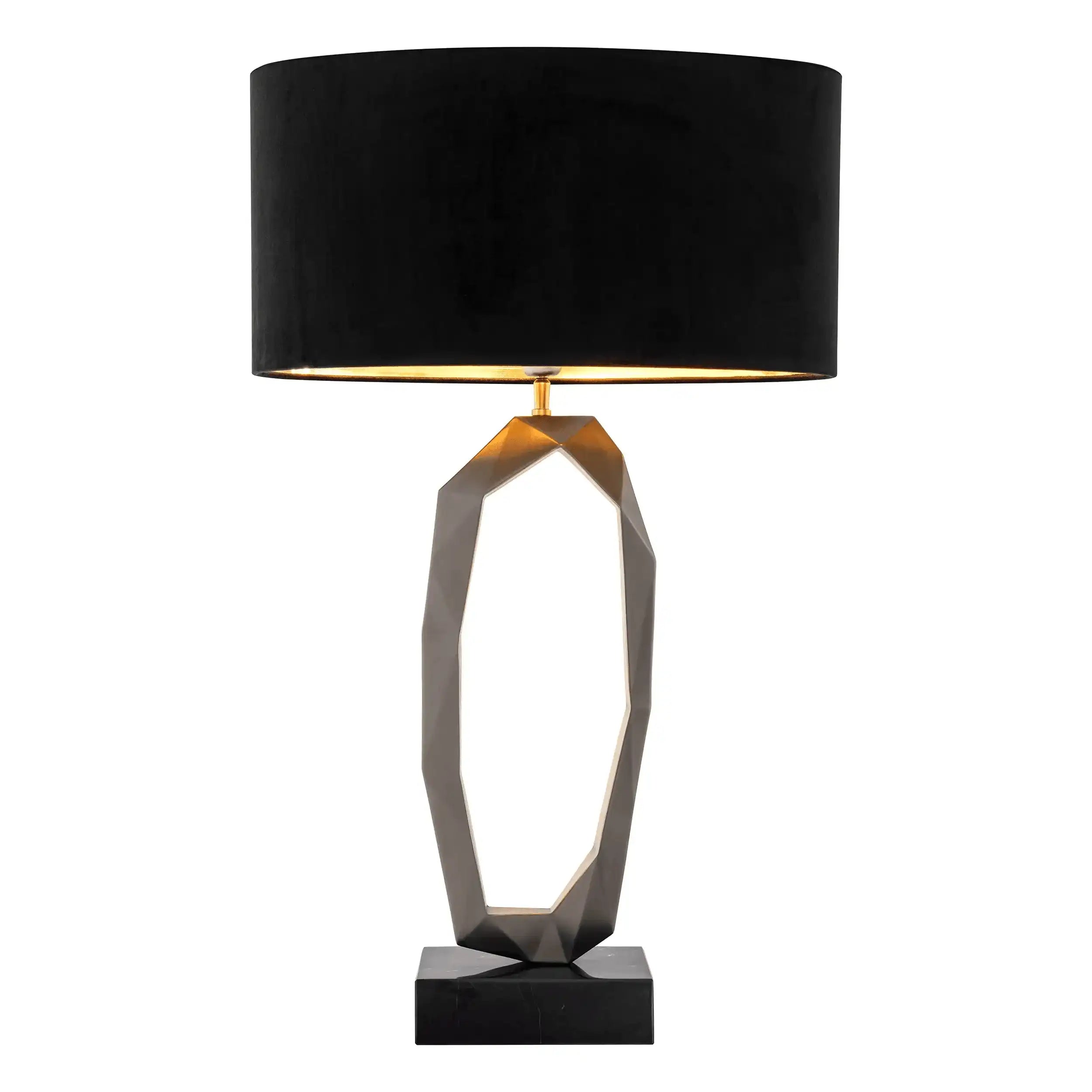 Santos Tischleuchte Gunmetal-Finish Antik Messingfinish schwarzer Marmorsockel - HomeDesign Knaus