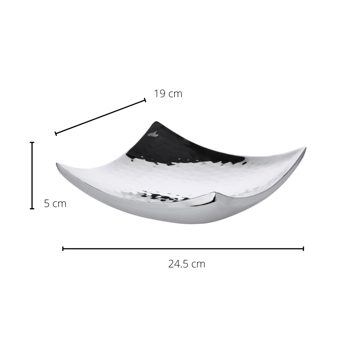 EDZARD Schale Dekoschale Dallas, Edelstahl gehämmert hochglanzpoliert, 19 x 19 cm - HomeDesign Knaus