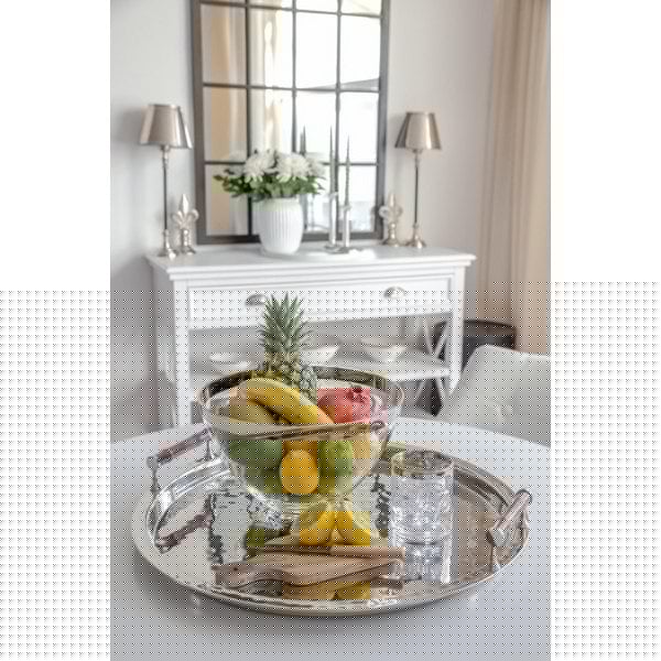 Schale Dekoschale Holly, mundgeblasenes Kristallglas mit Platinrand 30 cm - HomeDesign Knaus