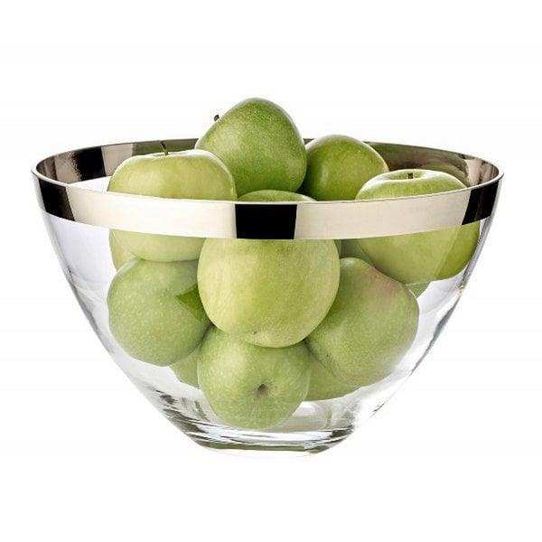 Schale Dekoschale Holly, mundgeblasenes Kristallglas mit Platinrand 30 cm - HomeDesign Knaus