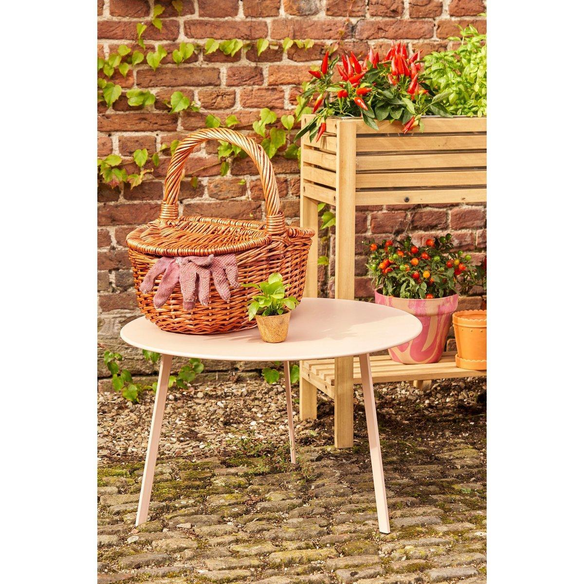 Seattle Outdoor-Beistelltisch – H38 x Ø58 cm – Metall – Hellrosa - HomeDesign Knaus