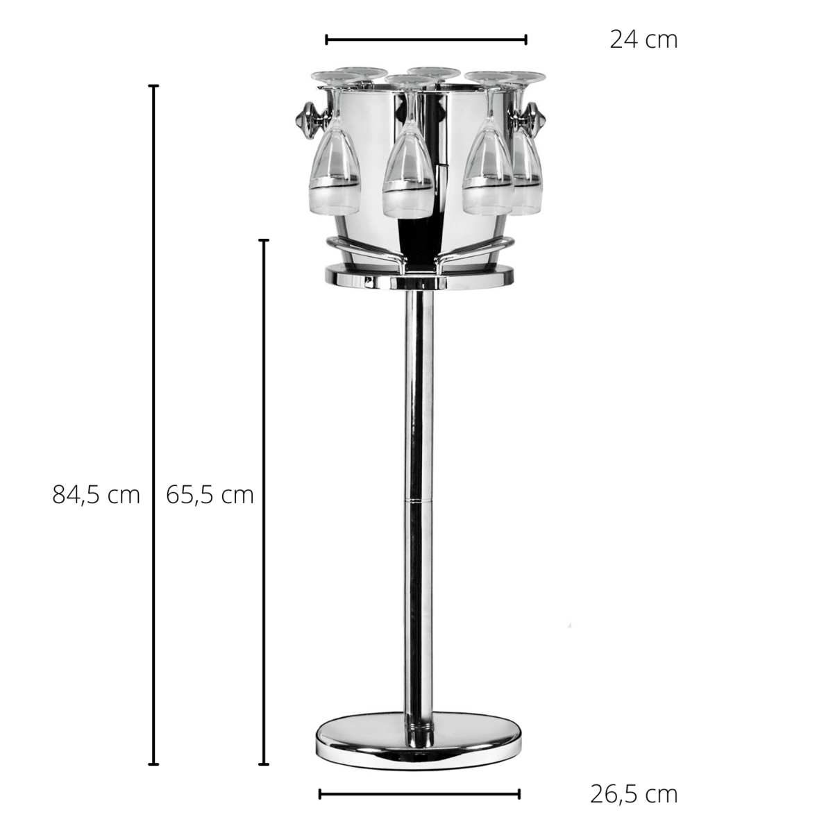 EDZARD Sektkühler auf Ständer Geneva, Edelstahl hochglanzpoliert, mit Gläserhaltern, Höhe 85 cm - HomeDesign Knaus