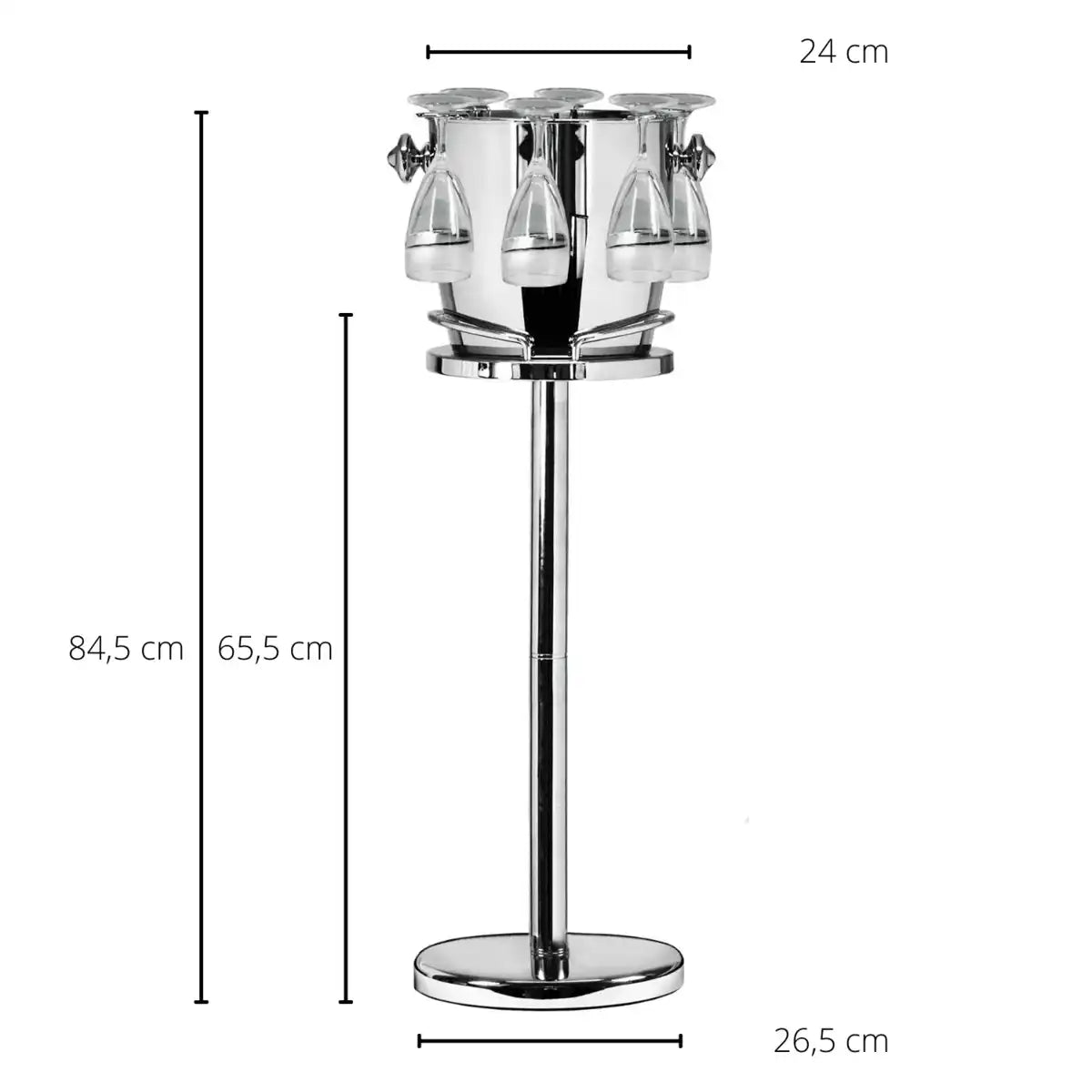 Sektkühler auf Ständer Geneva, Edelstahl hochglanzpoliert, mit Gläserhaltern 85 cm - HomeDesign Knaus