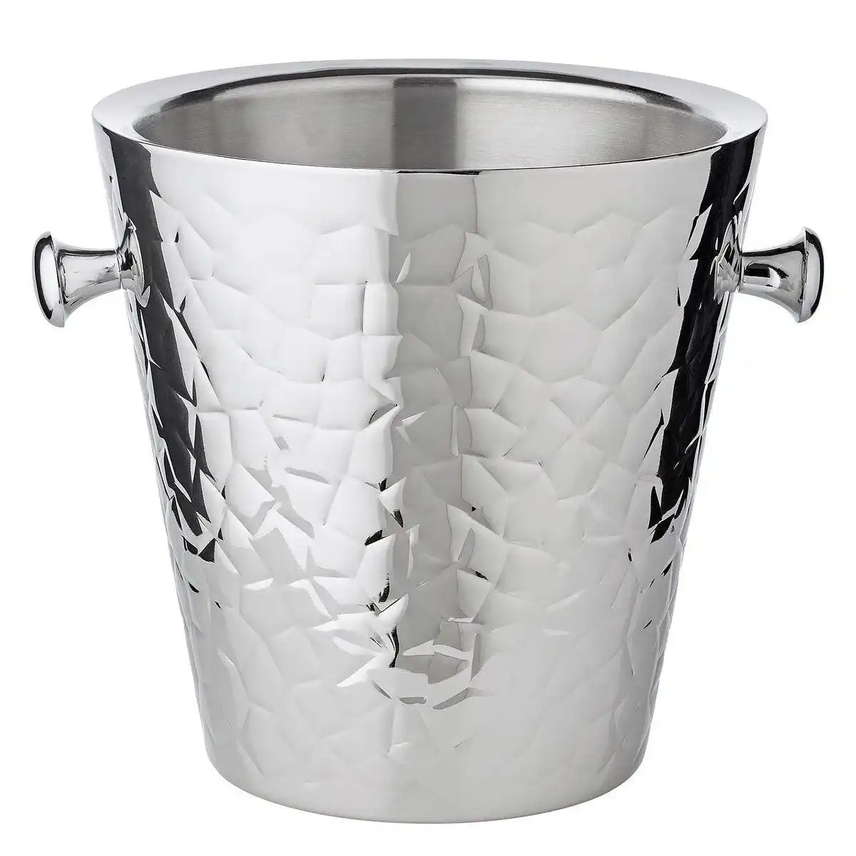 Sektkühler Capri mit Griffen, Edelstahl hochglanzpoliert, außen gemustert 22 cm - HomeDesign Knaus