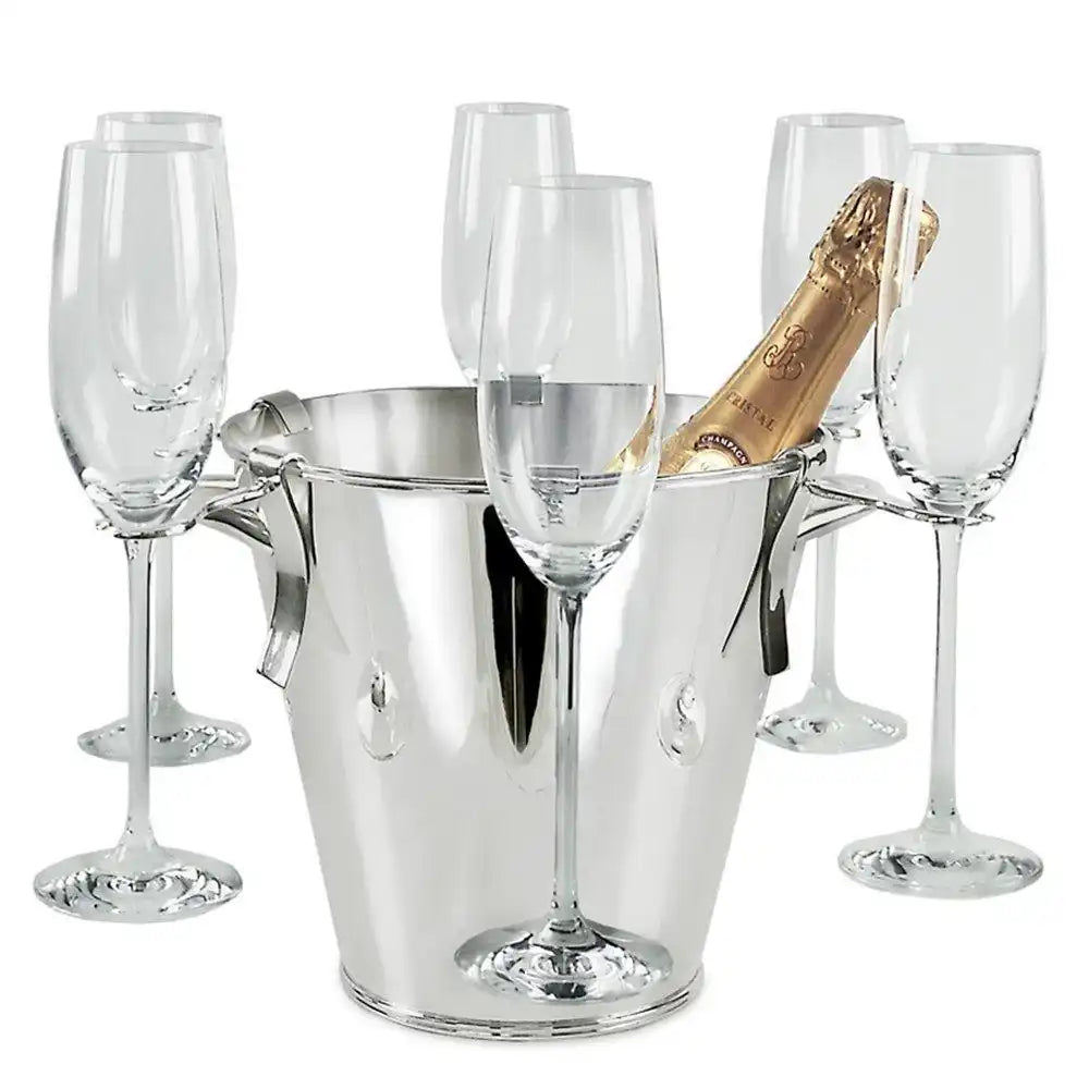 Sektkühler Flaschenkühler Calo mit 6 Glashaltern, schwerversilbert, Höhe 21 cm - HomeDesign Knaus