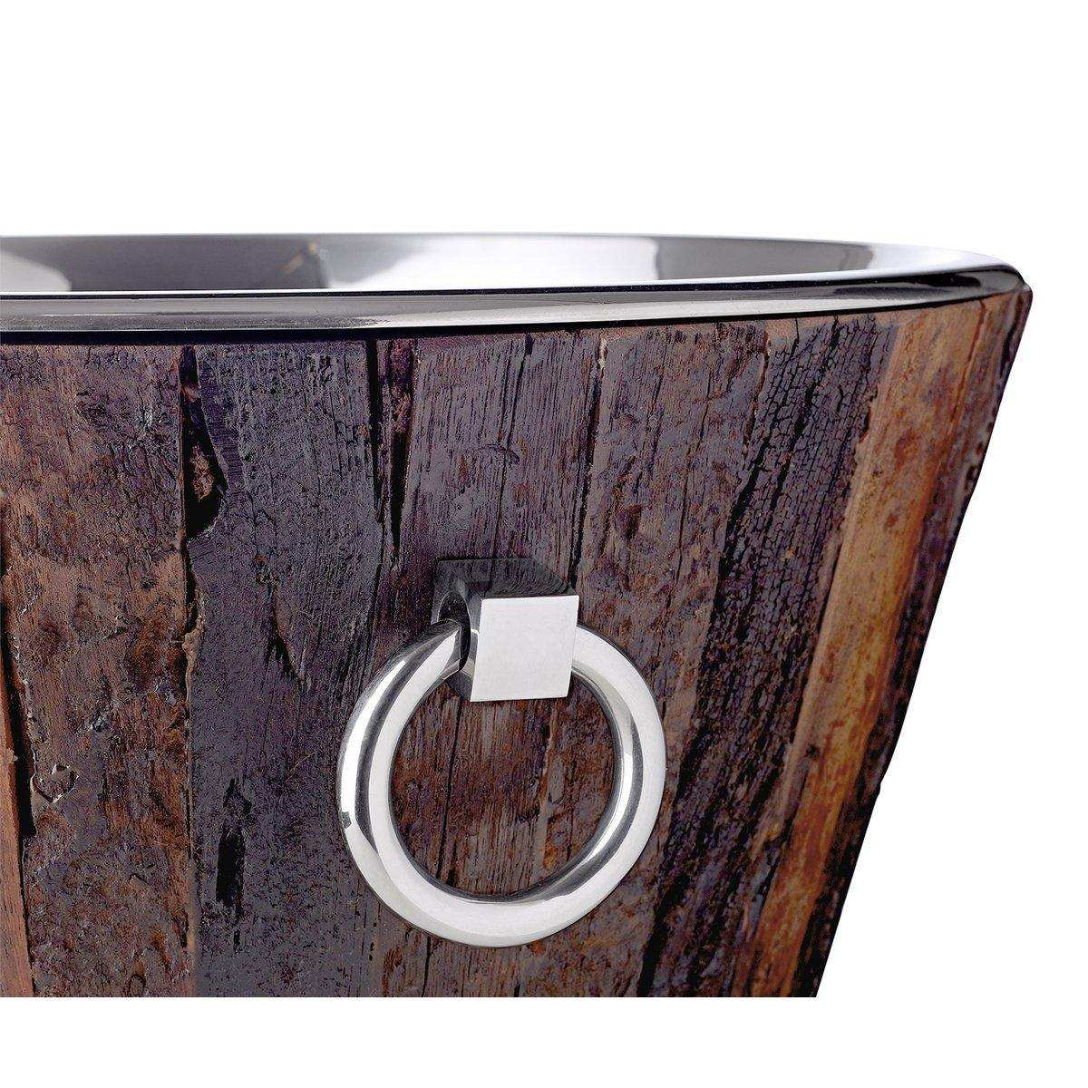 Sektkühler Montgomery, Teakholz, Edelstahl glänzend vernickelt, ø 46 cm, H 24 cm, Gewicht 7,5 kg - HomeDesign Knaus