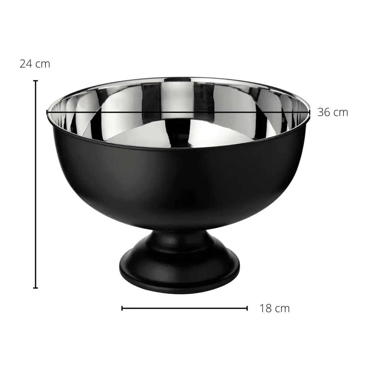 Sektkühler Pearl, Höhe 25 cm, ø 36 cm, außen matt schwarz, innen Edelstahl hochglanzpoliert - HomeDesign Knaus