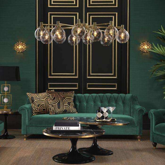 Selva Kronleuchter Gold Finish sauberes Glas Exclusiv Handanfertigung 150 cm - HomeDesign Knaus