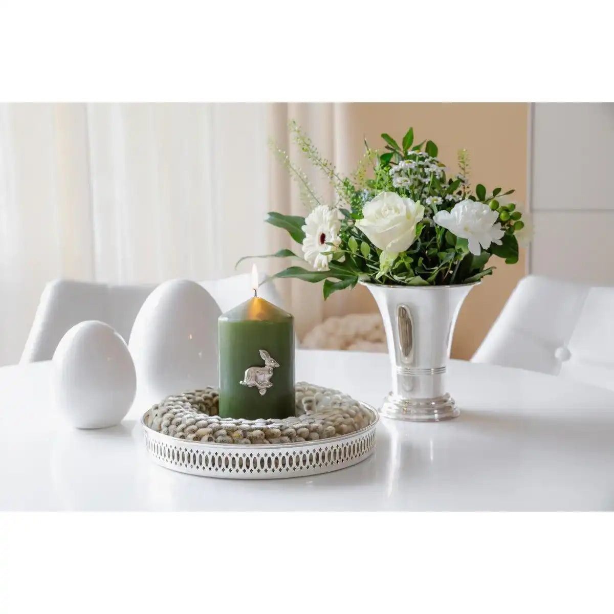 Serviertablett Galerietablett Coro, rund, edel versilbert, anlaufgeschützt, ø 23 cm, Höhe 3,5 cm - HomeDesign Knaus