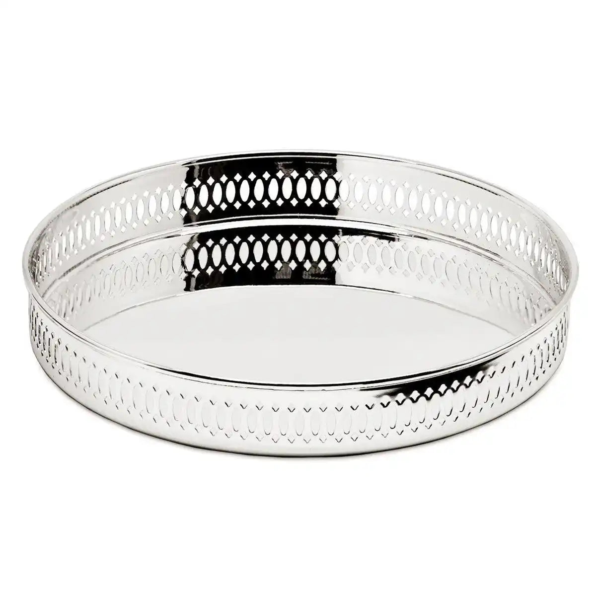 Serviertablett Galerietablett Coro, rund, edel versilbert, anlaufgeschützt, ø 23 cm, Höhe 3,5 cm - HomeDesign Knaus