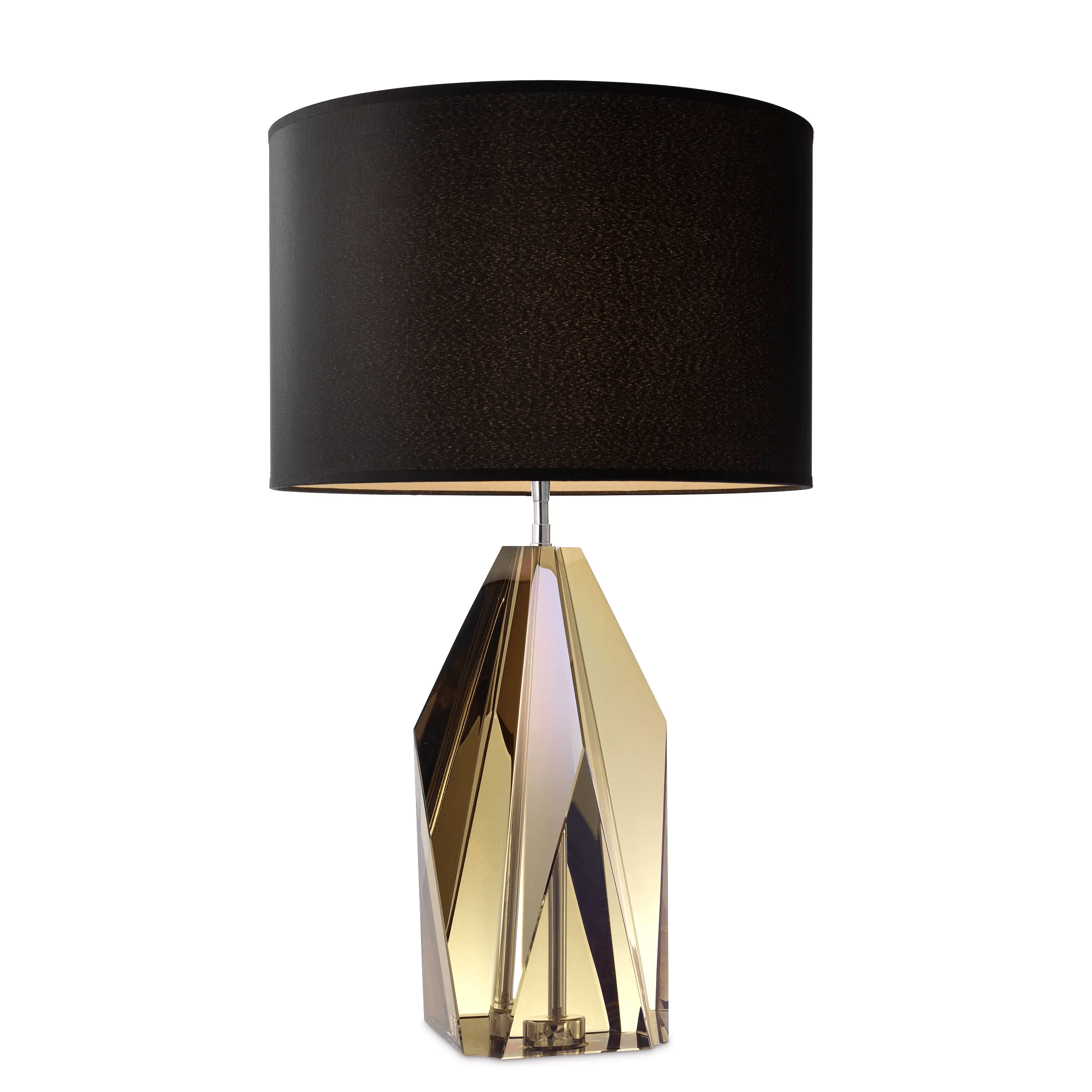 Eichholtz SETAI Glamourösen Tischlampe Braunes Kristallglas | Inklusive schwarzem Schirm Handarbeit - HomeDesign Knaus