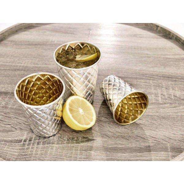 Silberbecher Pilar mit Rautenmuster, schwerversilbert, innen Goldoptik (Messing poliert), Höhe 10 cm - HomeDesign Knaus