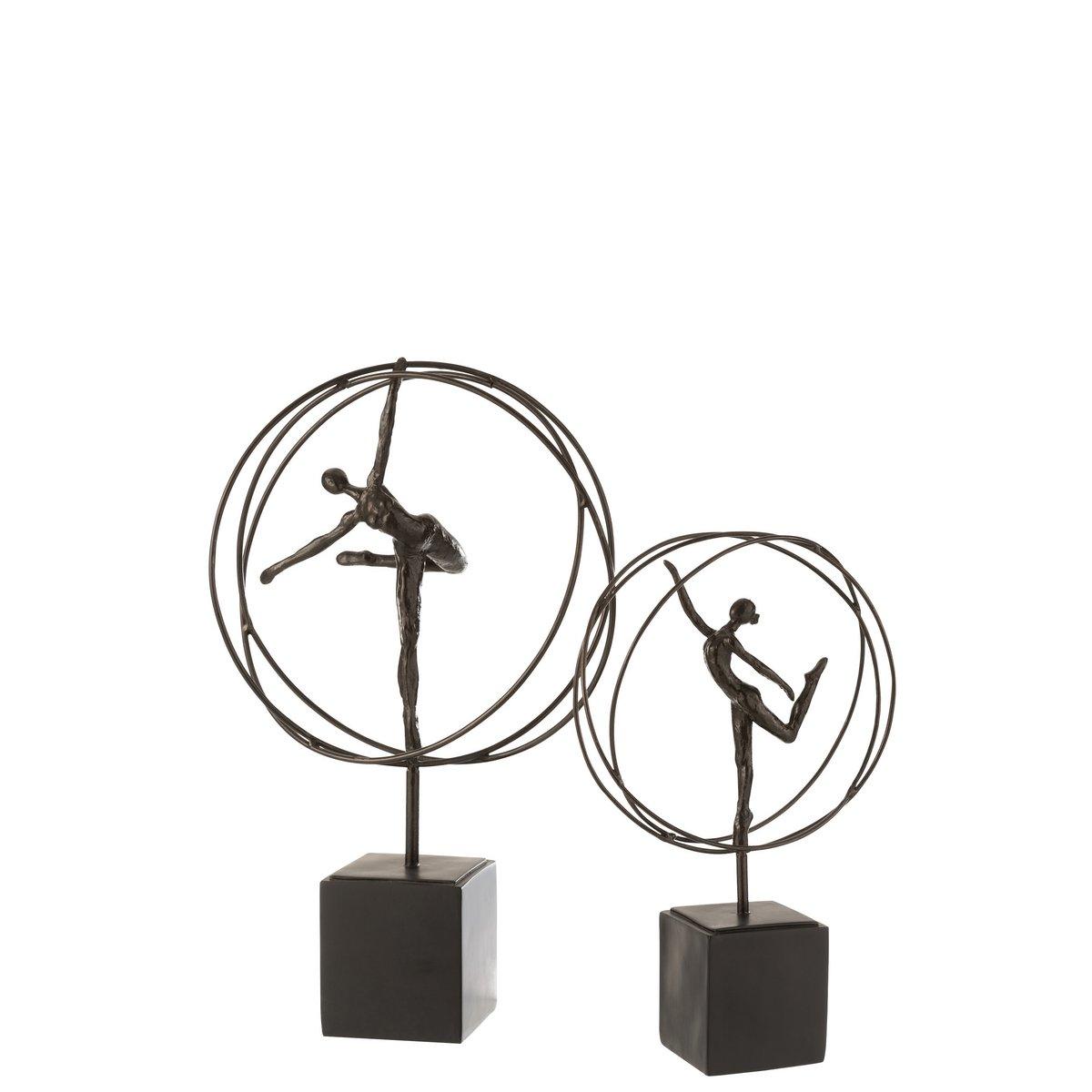 Skulptur Gymnast In Circle Leg Stretched Poly Dunkelbraun Figur 49cm - HomeDesign Knaus