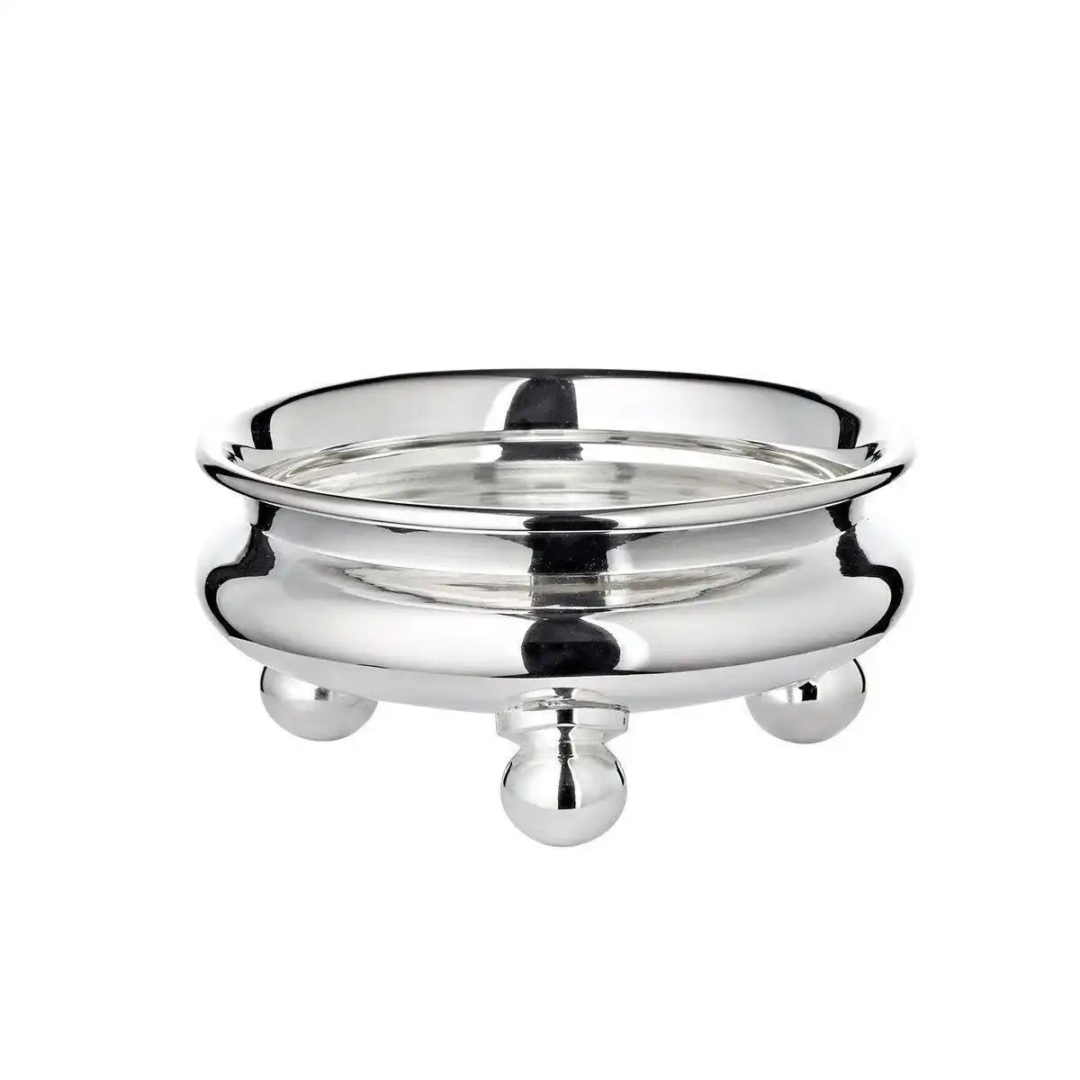 Snackschale / Schälchen auf Füßen Santa, schwerversilbert, Durchmesser 8 cm, Höhe 4 cm - HomeDesign Knaus