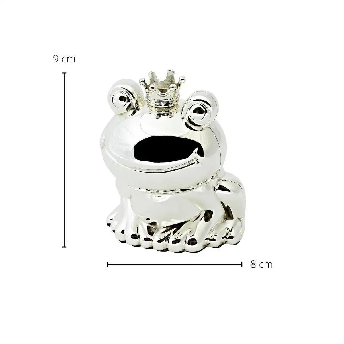 Spardose Sparbüchse Froschkönig, edel versilbert, anlaufgeschützt, Höhe 9 cm - HomeDesign Knaus
