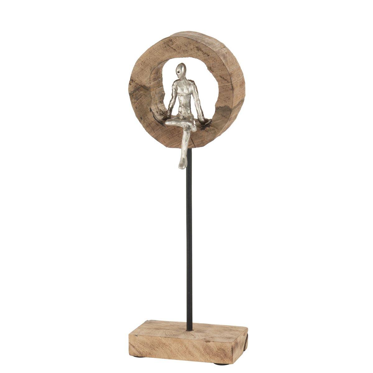 Stand Figur Think Ring Low Mangoholz Aluminium Schwarz Skulptur 48cm - HomeDesign Knaus
