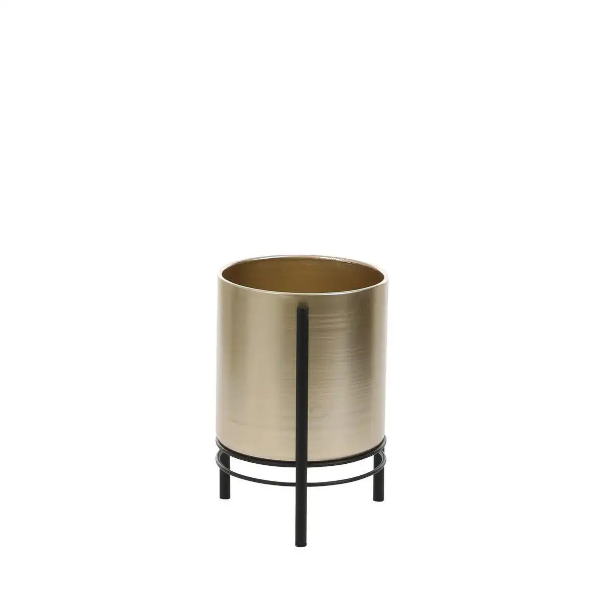 Sverre Blumentopf auf Ständer – H28 x Ø19 cm – Gold, Schwarz - HomeDesign Knaus