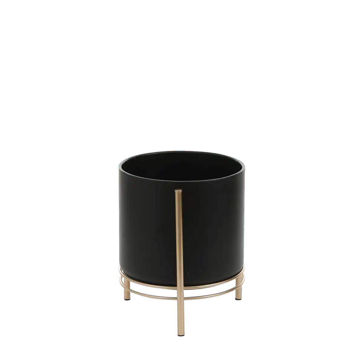 Sverre Blumentopf auf Ständer – H29 x Ø25 cm – Schwarz, Gold - HomeDesign Knaus