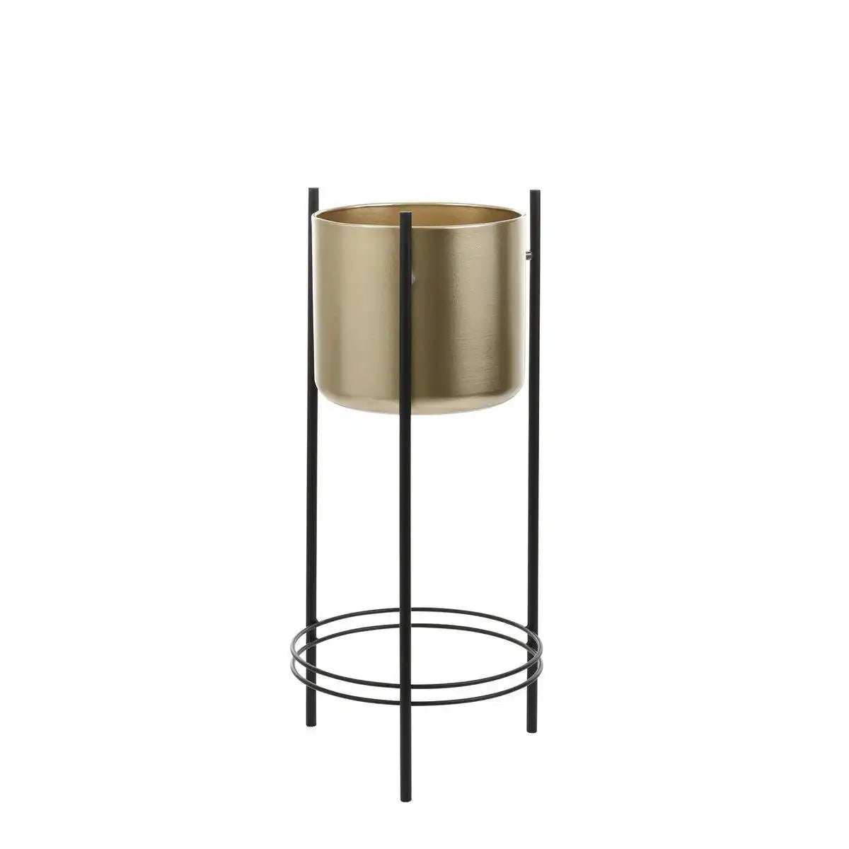 Sverre Blumentopf auf Ständer – H66 x Ø27 cm – Metall – Gold, Schwarz - HomeDesign Knaus