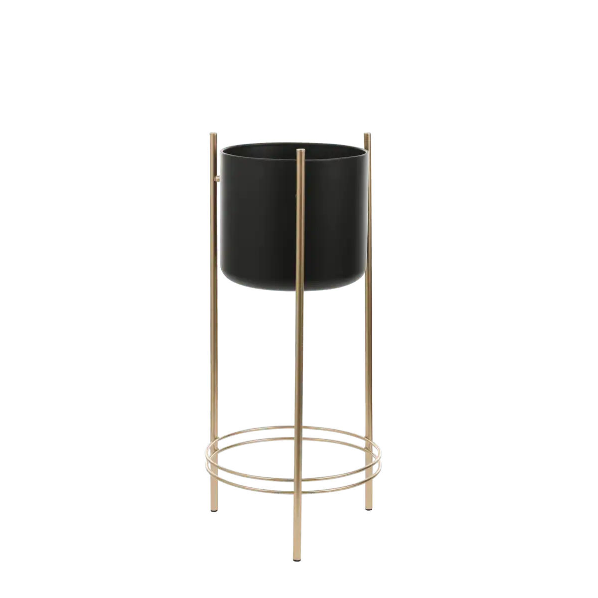Sverre Blumentopf auf Ständer – H66 x Ø27 cm – Schwarz, Gold - HomeDesign Knaus