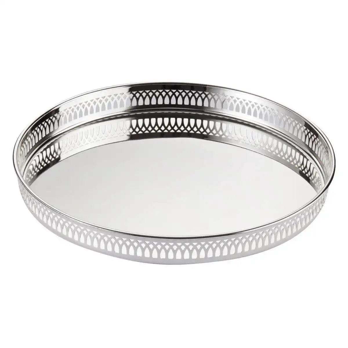 Tablett Galerietablett Serviertablett Delphi, rund, edel versilbert, Durchmesser 30 cm - HomeDesign Knaus