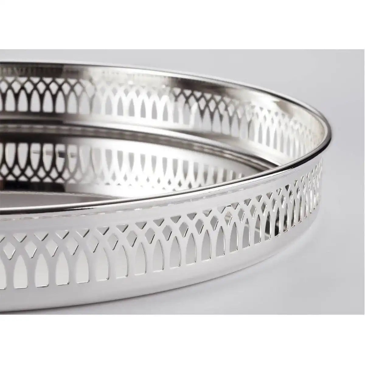 Tablett Galerietablett Serviertablett Delphi, rund, edel versilbert, Durchmesser 30 cm - HomeDesign Knaus