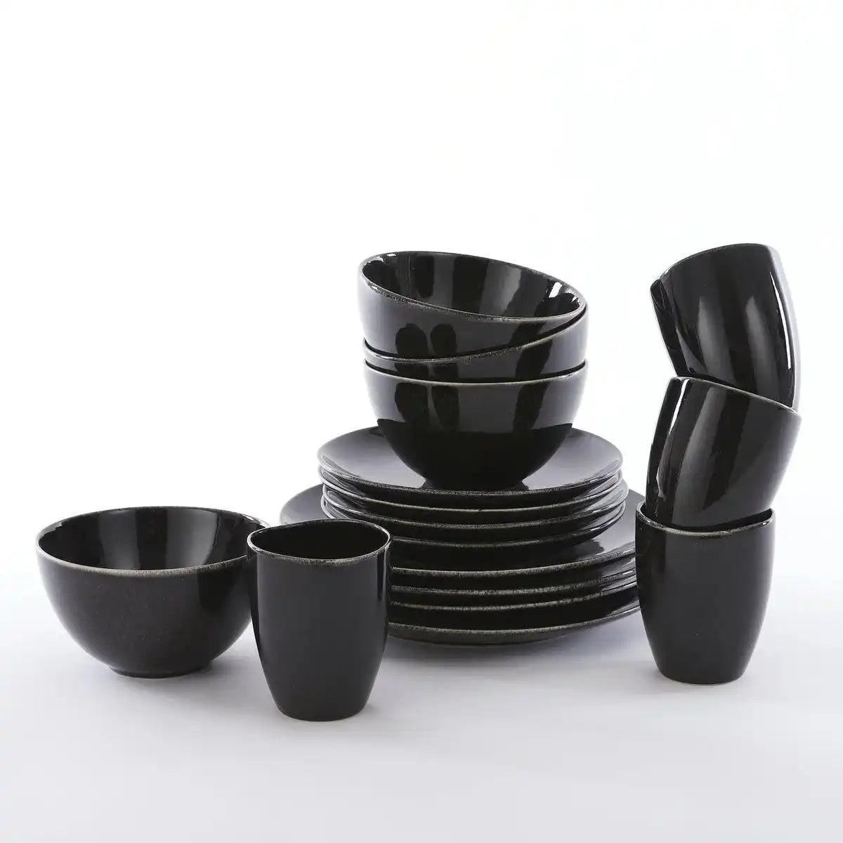 Tabo Service-Set für 4 Personen - Schwarz - HomeDesign Knaus