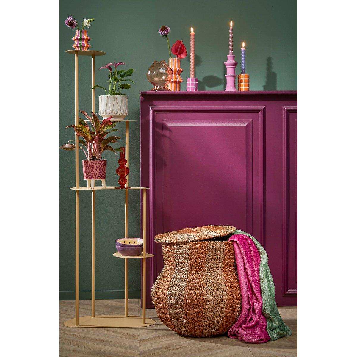 Tacoma Aufbewahrungskorb mit Deckel – H47 x Ø50 cm – Jute – Gelb - HomeDesign Knaus