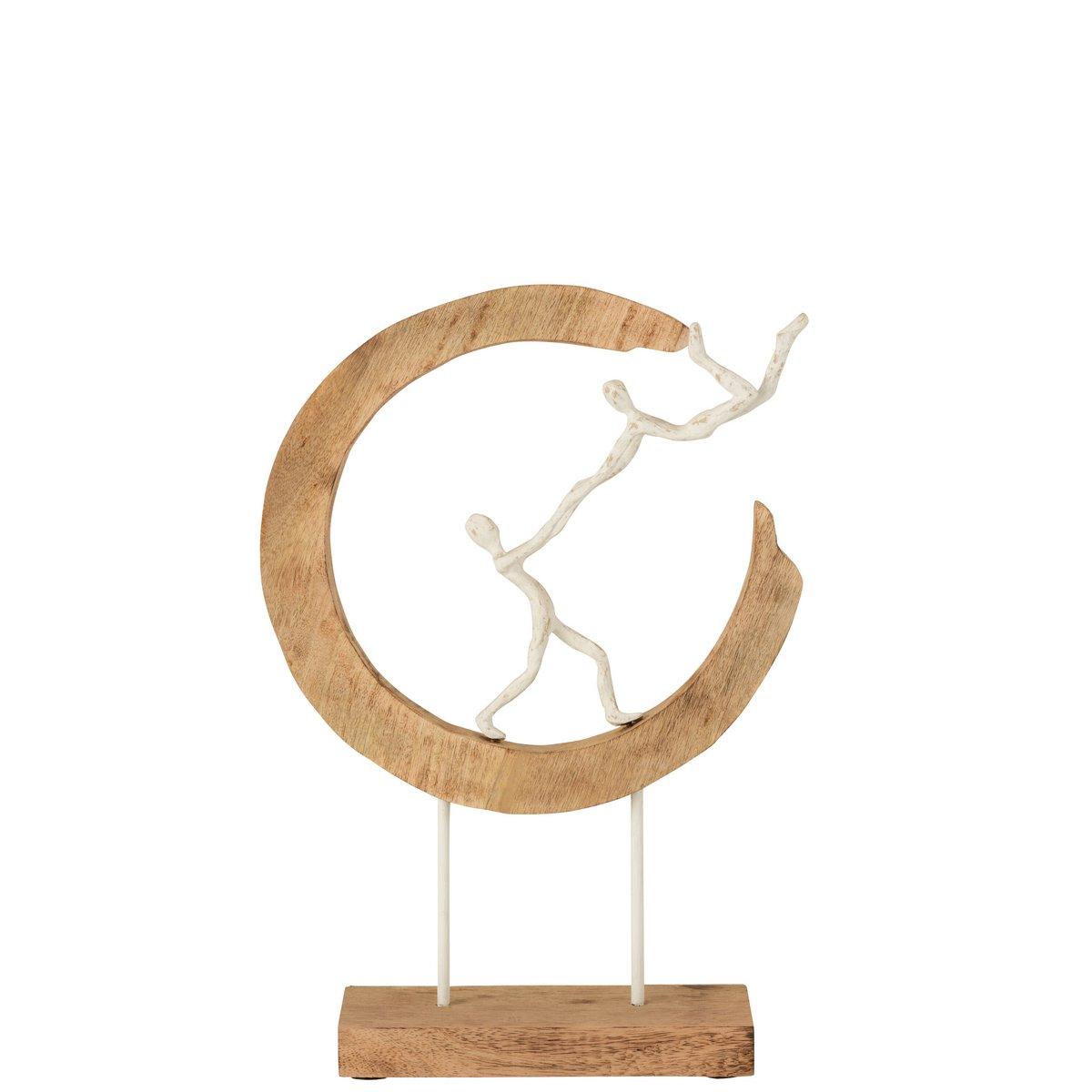 Tanzende Figur Pareja Flying Half Moon Mangoholz Aluminium Natur Silber 48cm - HomeDesign Knaus