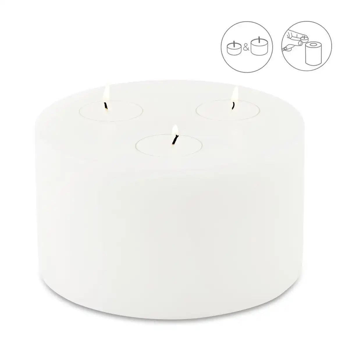 Teelichthalter Dauerkerze Cornelius für 3 Teelichter, Höhe 9 cm, ø 16 cm, hitzbeständig bis 90 Grad - HomeDesign Knaus